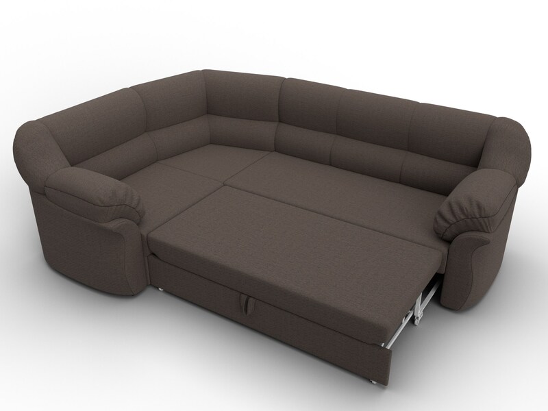 Диван угловой Карнелла левый угол, Рогожка, Амур 05 коричневый