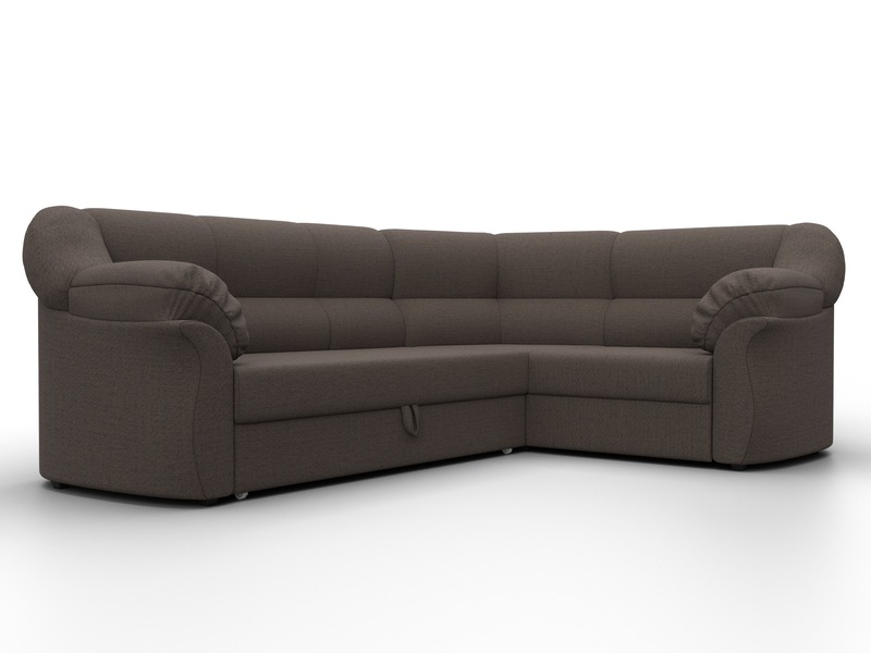 Диван угловой Карнелла правый угол, Рогожка, Амур 05 коричневый