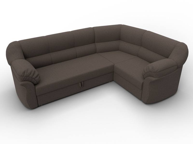 Диван угловой Карнелла правый угол, Рогожка, Амур 05 коричневый