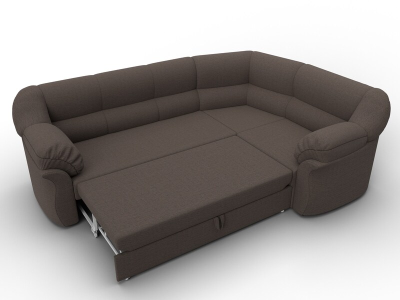 Диван угловой Карнелла правый угол, Рогожка, Амур 05 коричневый