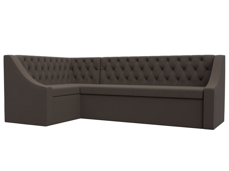 Диван кухонный угловой Мерлин левый угол, Рогожка, Амур 05 коричневый