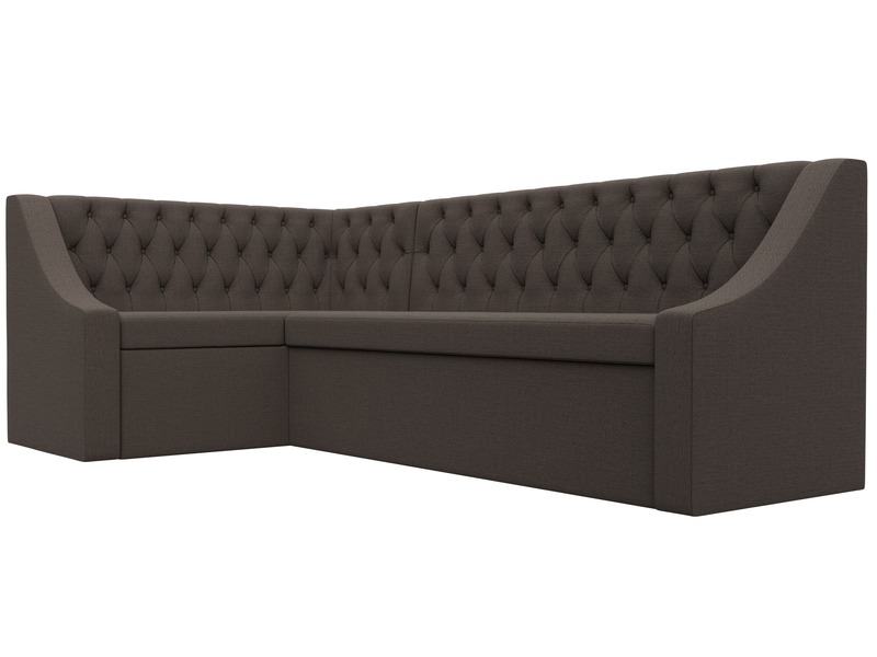 Диван кухонный угловой Мерлин левый угол, Рогожка, Амур 05 коричневый