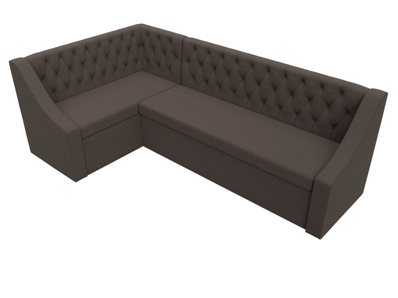 Диван кухонный угловой Мерлин левый угол, Рогожка, Амур 05 коричневый