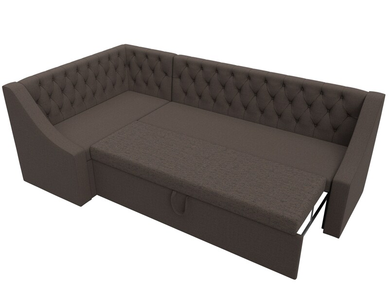 Диван кухонный угловой Мерлин левый угол, Рогожка, Амур 05 коричневый