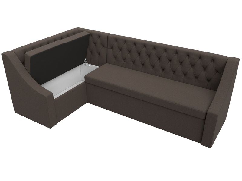 Диван кухонный угловой Мерлин левый угол, Рогожка, Амур 05 коричневый