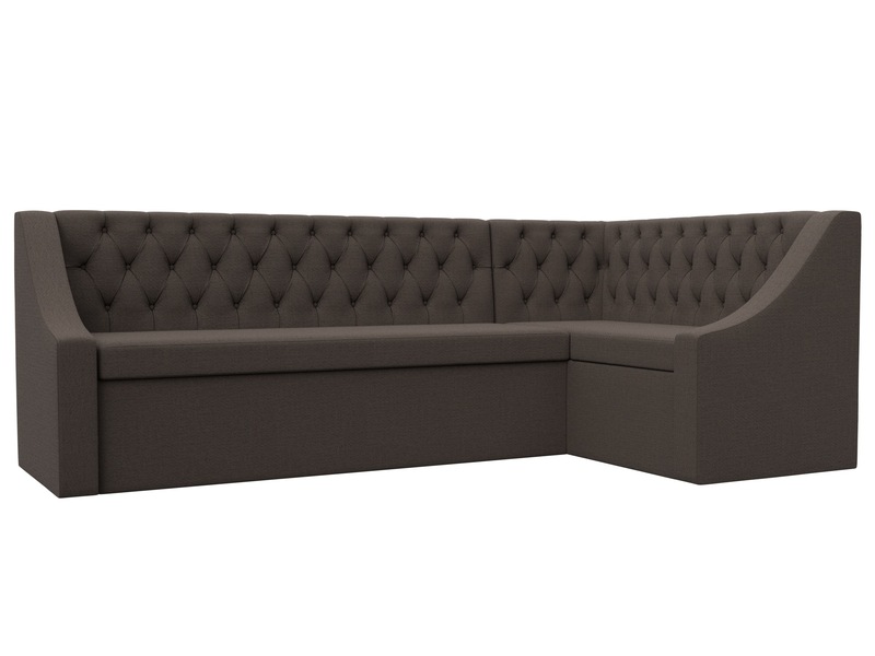 Диван кухонный угловой Мерлин правый угол, Рогожка, Амур 05 коричневый