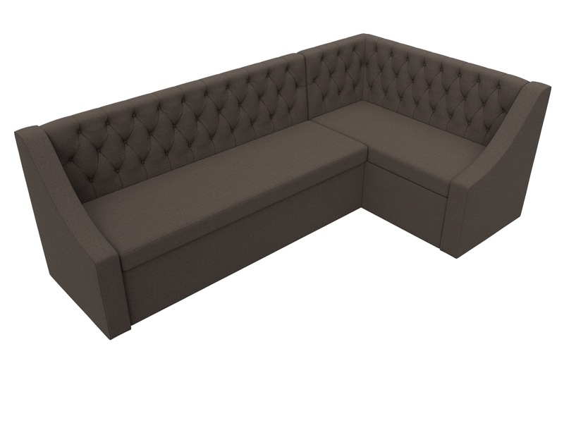 Диван кухонный угловой Мерлин правый угол, Рогожка, Амур 05 коричневый