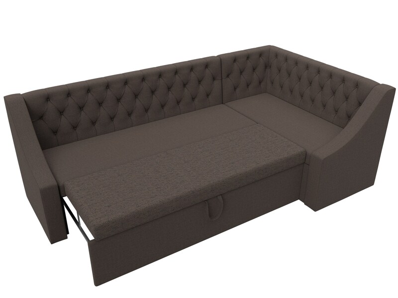 Диван кухонный угловой Мерлин правый угол, Рогожка, Амур 05 коричневый