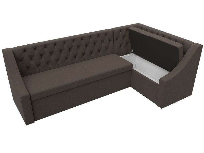 Диван кухонный угловой Мерлин правый угол, Рогожка, Амур 05 коричневый