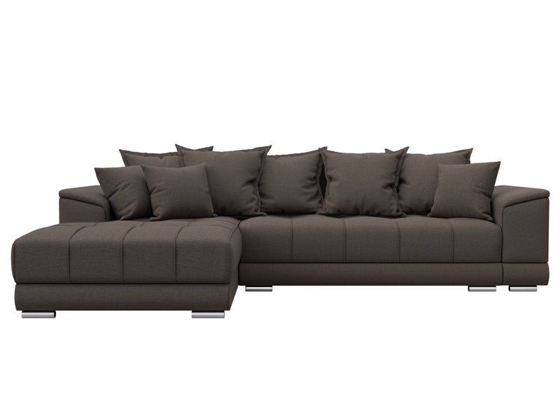 Диван угловой НордСтар левый угол, Рогожка, Амур 05 коричневый