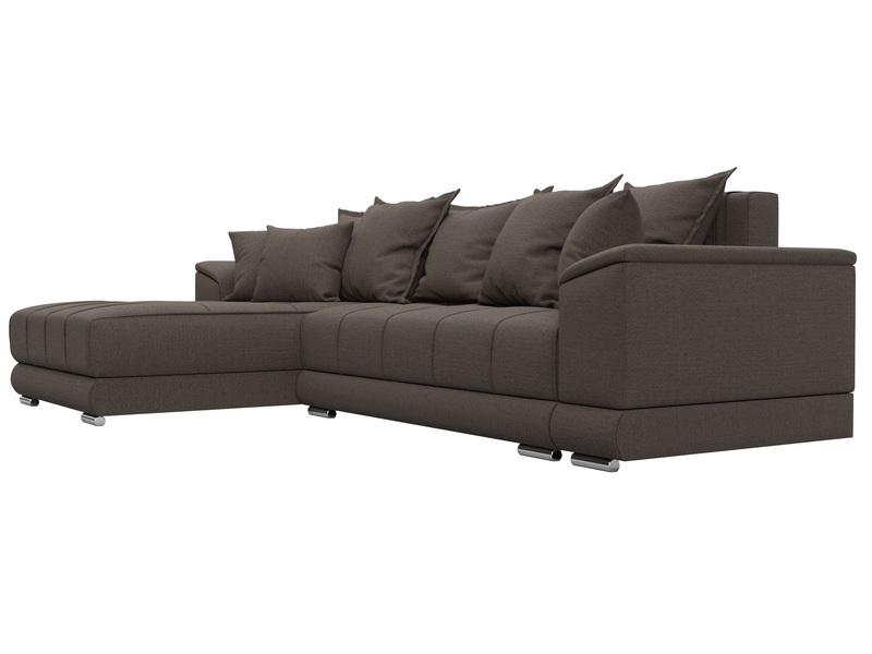 Диван угловой НордСтар левый угол, Рогожка, Амур 05 коричневый