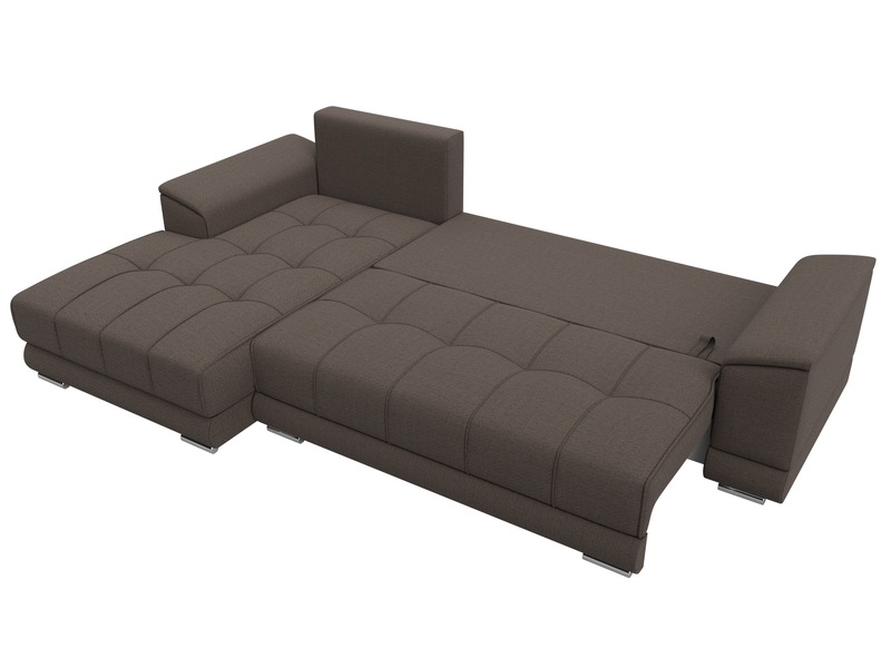 Диван угловой НордСтар левый угол, Рогожка, Амур 05 коричневый