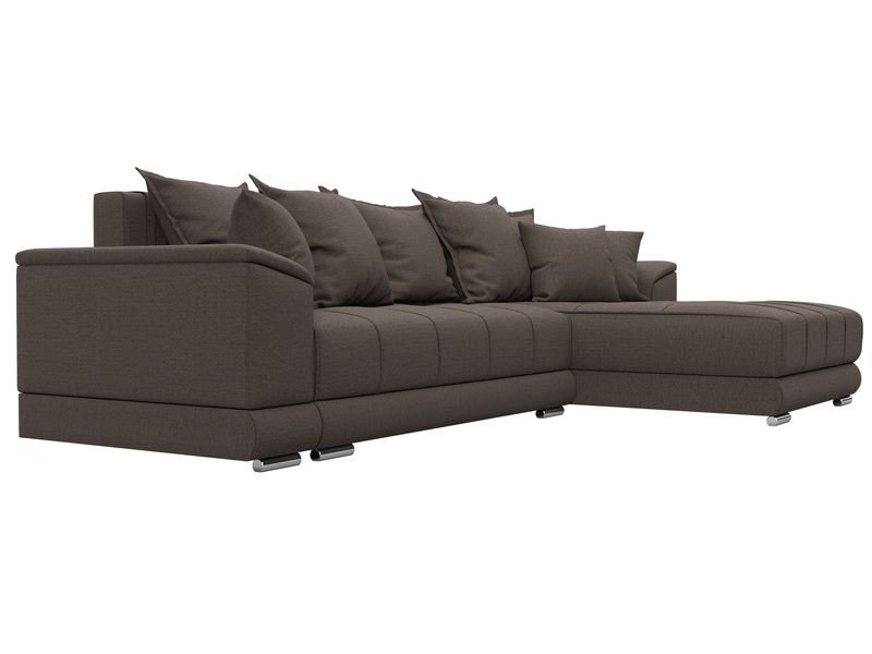 Диван угловой НордСтар правый угол, Рогожка, Амур 05 коричневый