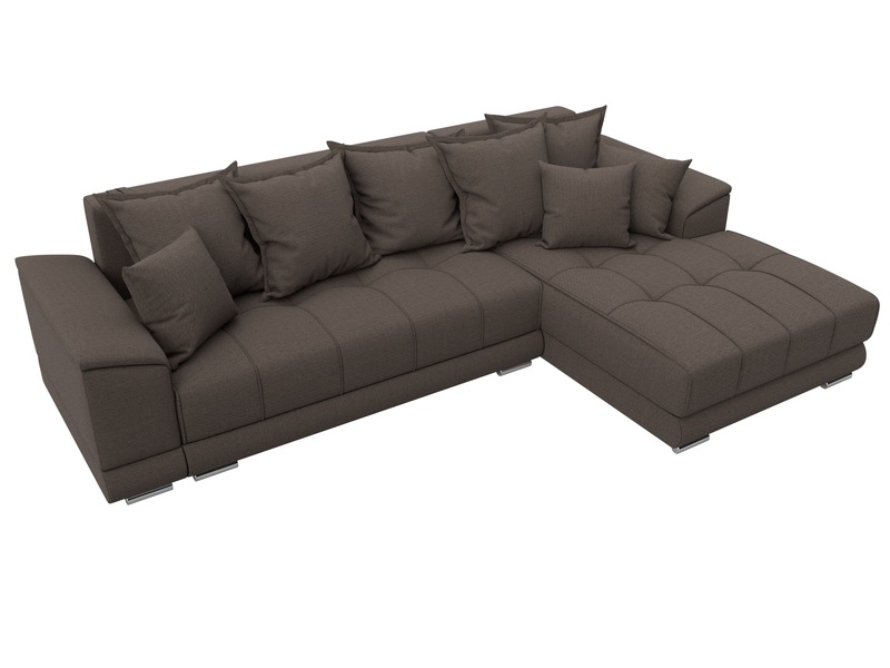 Диван угловой НордСтар правый угол, Рогожка, Амур 05 коричневый