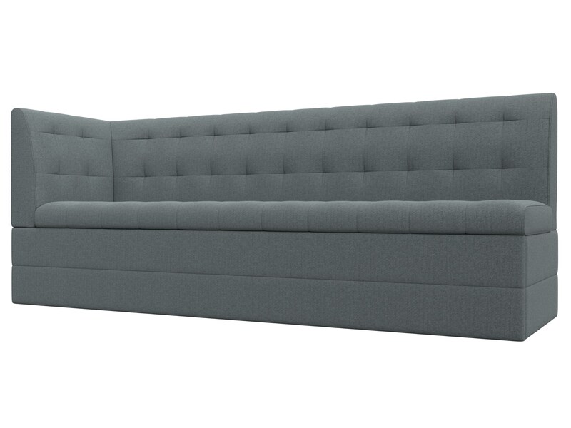 Диван кухонный прямой Бриз с углом слева, Рогожка, Амур 07 серый