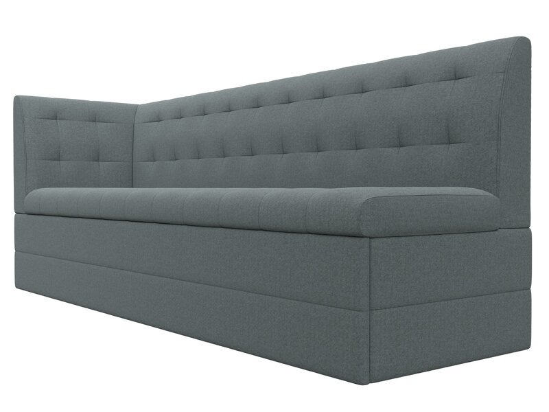 Диван кухонный прямой Бриз с углом слева, Рогожка, Амур 07 серый