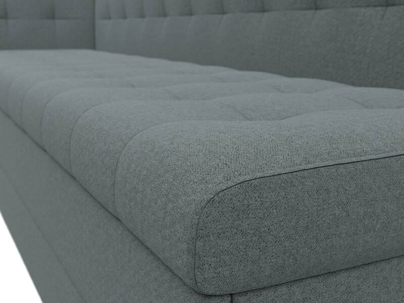 Диван кухонный прямой Бриз с углом слева, Рогожка, Амур 07 серый