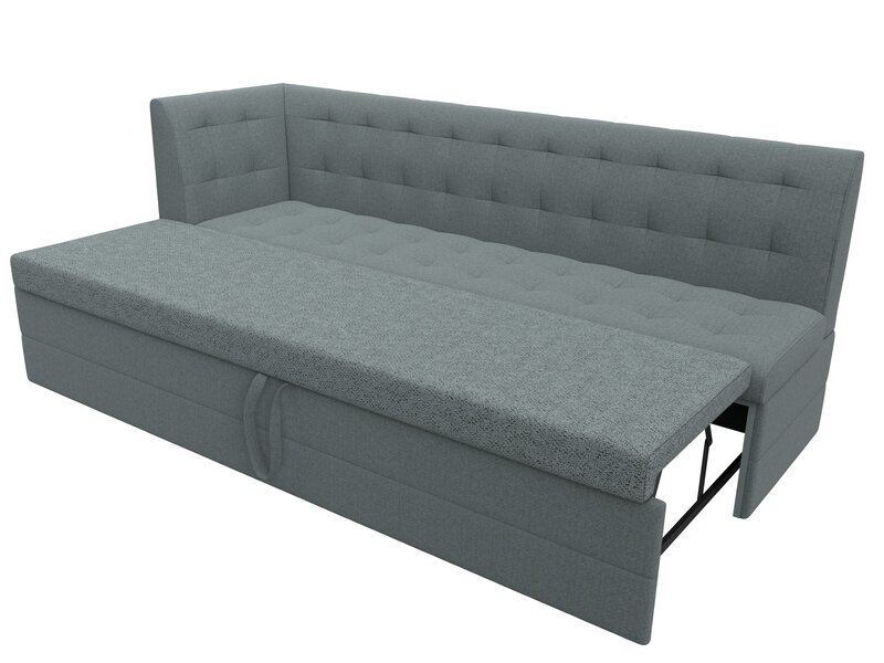 Диван кухонный прямой Бриз с углом слева, Рогожка, Амур 07 серый