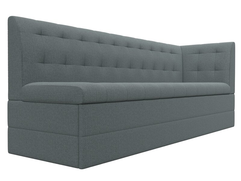 Диван кухонный прямой Бриз с углом справа, Рогожка, Амур 07 серый