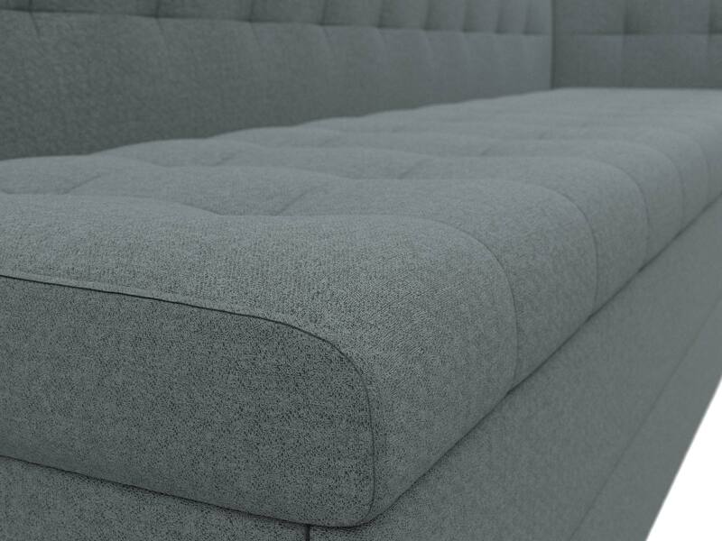 Диван кухонный прямой Бриз с углом справа, Рогожка, Амур 07 серый