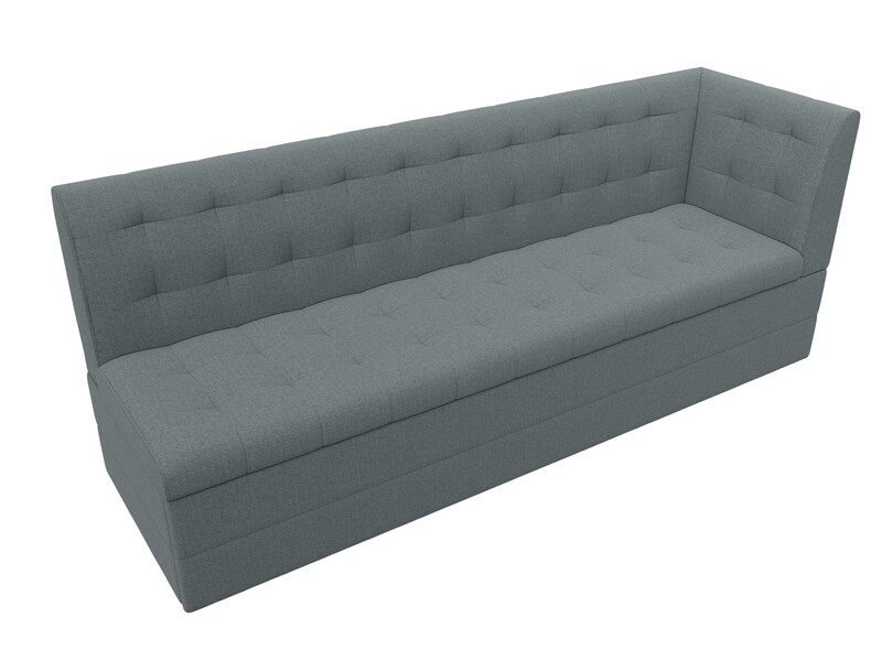 Диван кухонный прямой Бриз с углом справа, Рогожка, Амур 07 серый