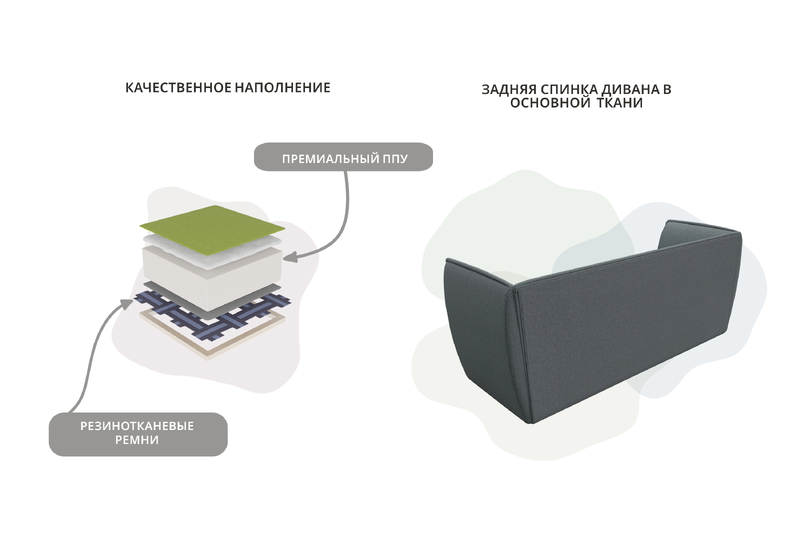 Диван кухонный прямой Бергамо 3-х местный, Рогожка, Амур 07 серый