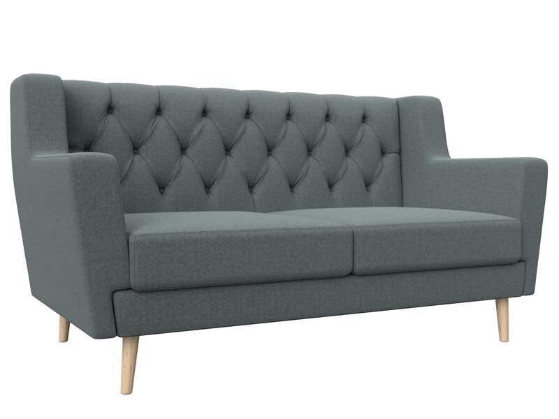 Диван кухонный прямой Брайтон 2 Люкс, Рогожка, Амур 07 серый