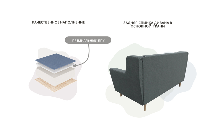 Диван кухонный прямой Брайтон 2 Люкс, Рогожка, Амур 07 серый