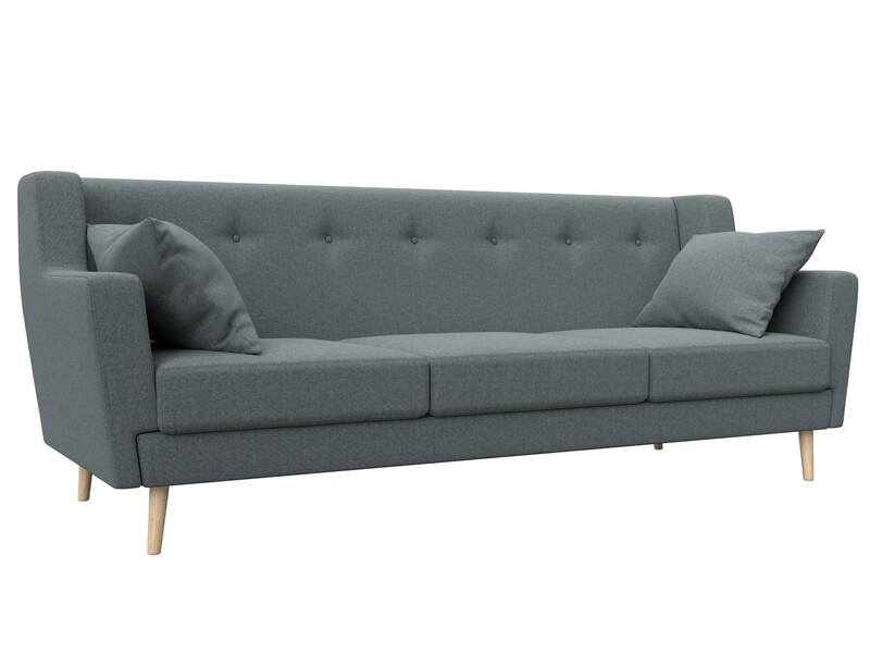 Диван кухонный прямой Брайтон 3, Рогожка, Амур 07 серый