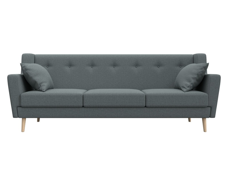 Диван кухонный прямой Брайтон 3, Рогожка, Амур 07 серый