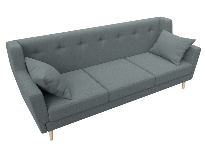 Диван кухонный прямой Брайтон 3, Рогожка, Амур 07 серый