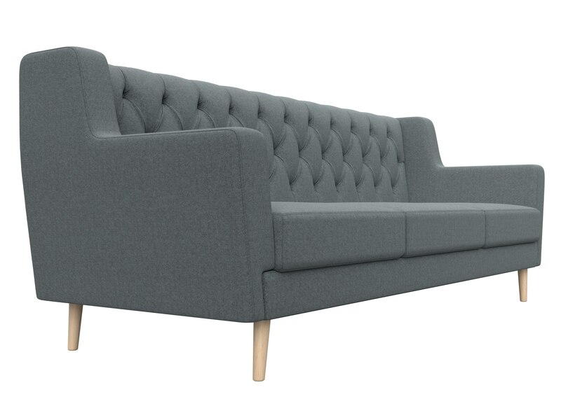 Диван кухонный прямой Брайтон 3 Люкс, Рогожка, Амур 07 серый