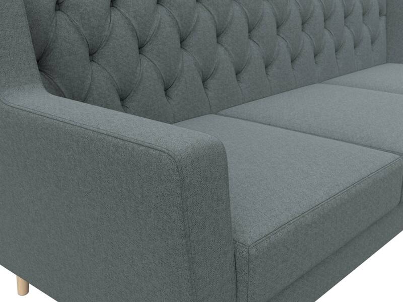 Диван кухонный прямой Брайтон 3 Люкс, Рогожка, Амур 07 серый