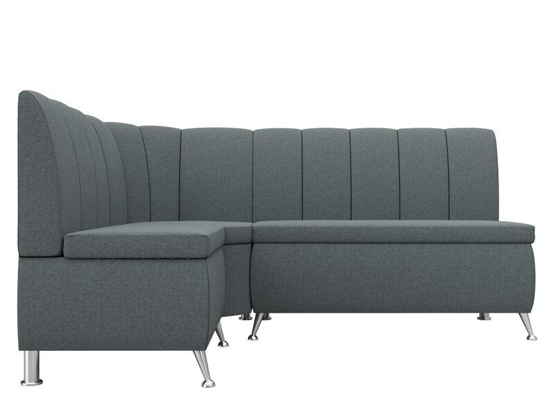 Диван кухонный угловой Кантри левый угол, Рогожка, Амур 07 серый