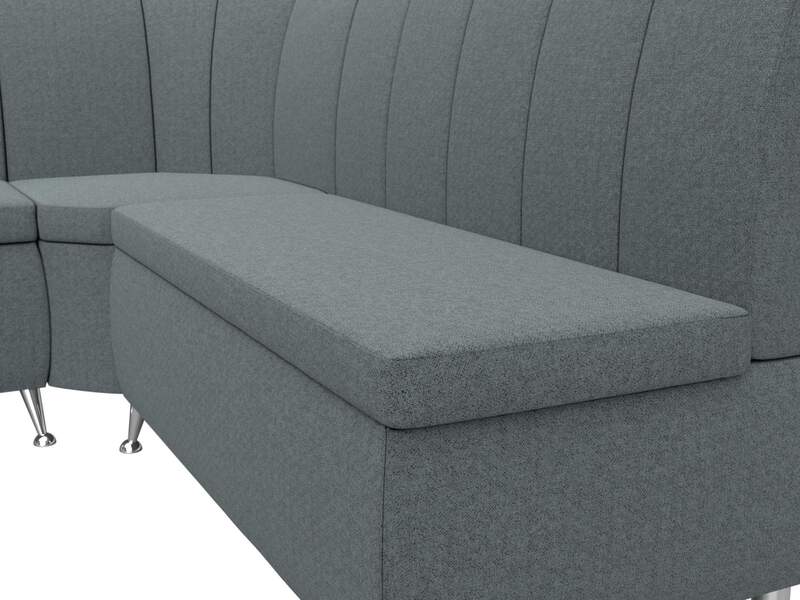 Диван кухонный угловой Кантри левый угол, Рогожка, Амур 07 серый