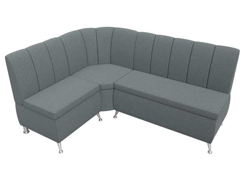 Диван кухонный угловой Кантри левый угол, Рогожка, Амур 07 серый