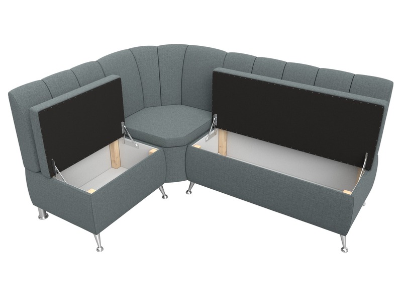 Диван кухонный угловой Кантри левый угол, Рогожка, Амур 07 серый