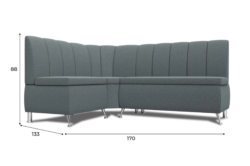 Диван кухонный угловой Кантри левый угол, Рогожка, Амур 07 серый