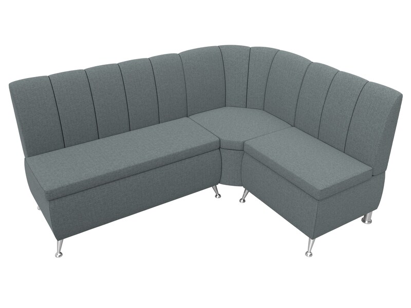 Диван кухонный угловой Кантри правый угол, Рогожка, Амур 07 серый