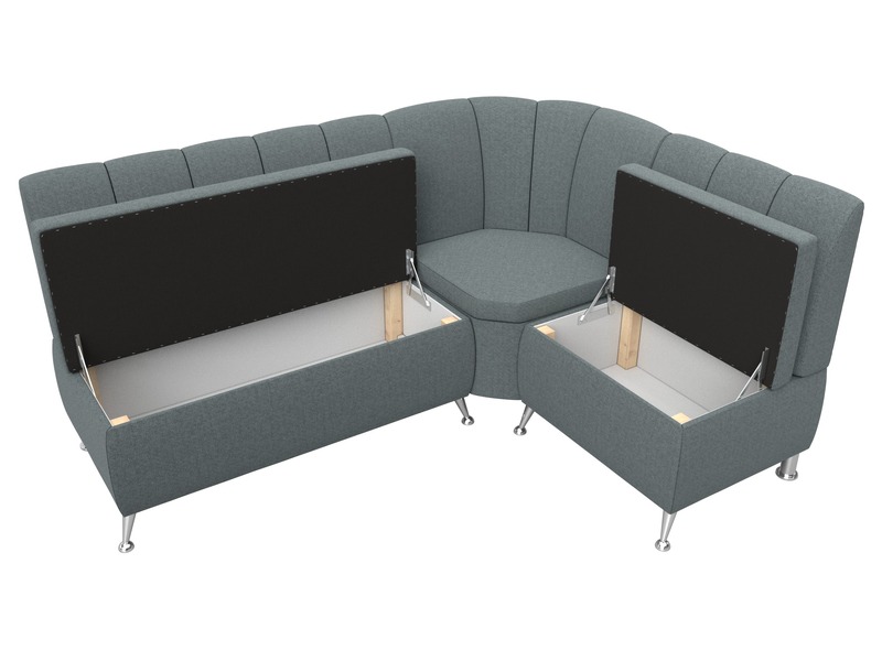 Диван кухонный угловой Кантри правый угол, Рогожка, Амур 07 серый