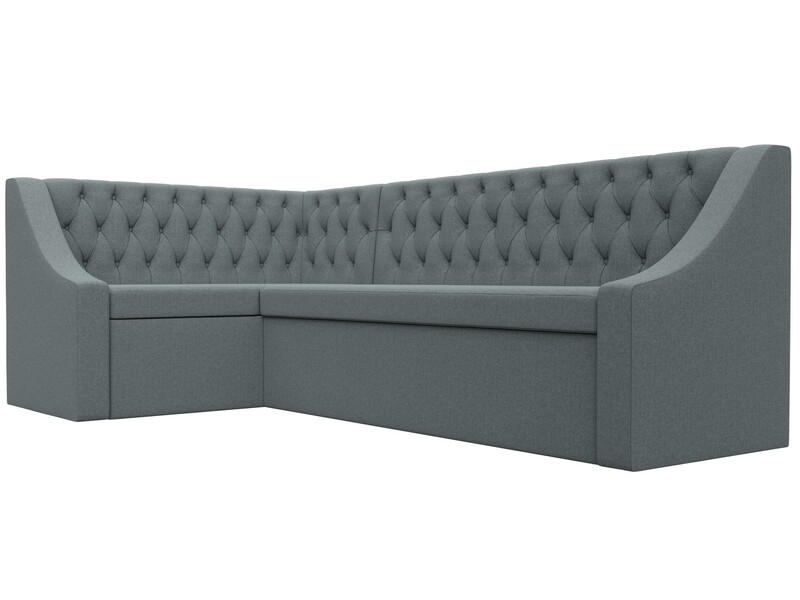 Диван кухонный угловой Мерлин левый угол, Рогожка, Амур 07 серый