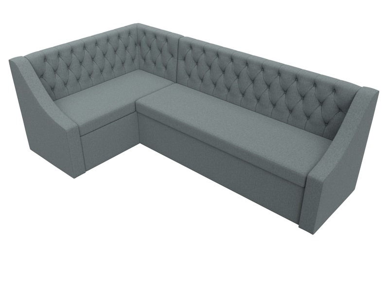 Диван кухонный угловой Мерлин левый угол, Рогожка, Амур 07 серый