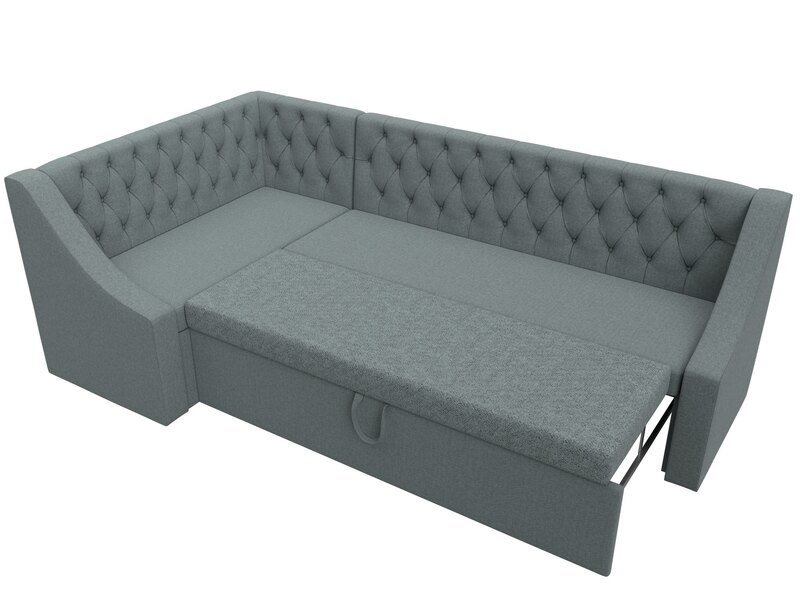 Диван кухонный угловой Мерлин левый угол, Рогожка, Амур 07 серый