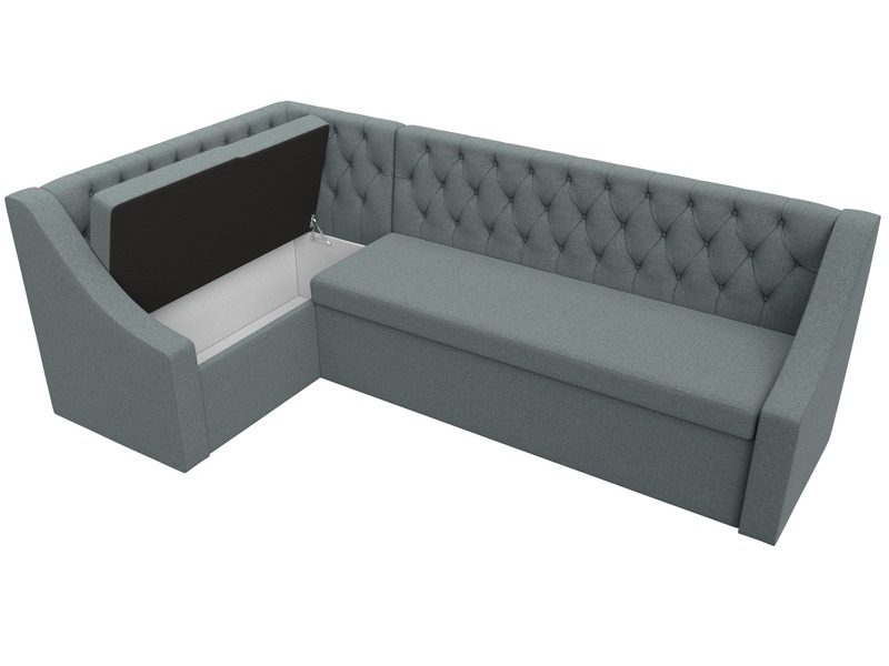 Диван кухонный угловой Мерлин левый угол, Рогожка, Амур 07 серый