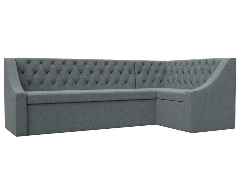 Диван кухонный угловой Мерлин правый угол, Рогожка, Амур 07 серый