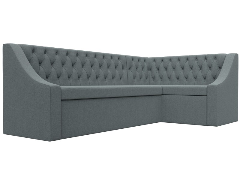 Диван кухонный угловой Мерлин правый угол, Рогожка, Амур 07 серый