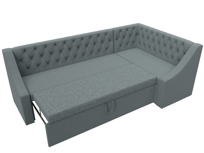 Диван кухонный угловой Мерлин правый угол, Рогожка, Амур 07 серый