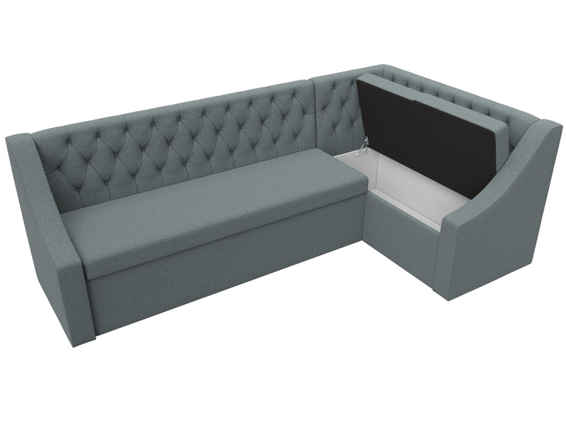 Диван кухонный угловой Мерлин правый угол, Рогожка, Амур 07 серый