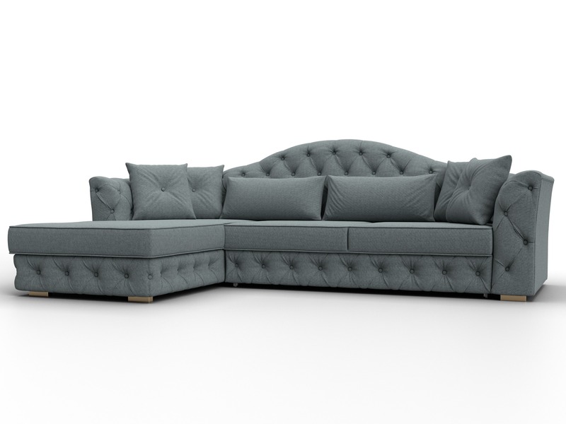 Диван угловой Артис левый угол, Рогожка, Амур 07 серый