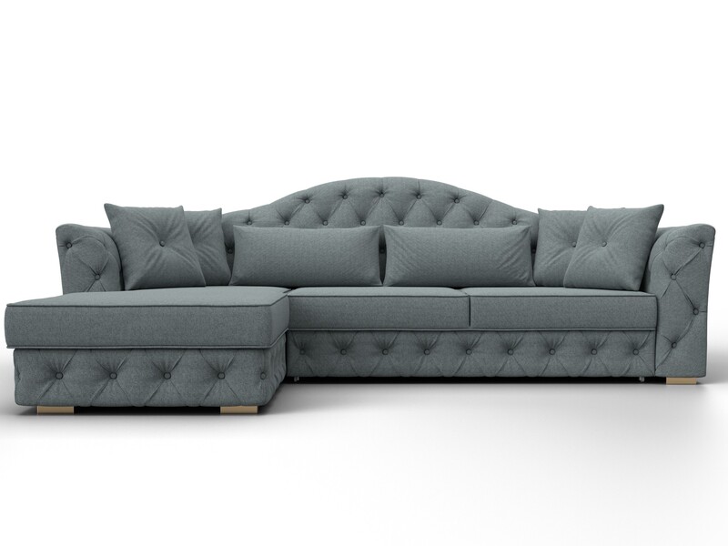 Диван угловой Артис левый угол, Рогожка, Амур 07 серый